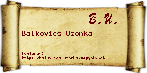 Balkovics Uzonka névjegykártya